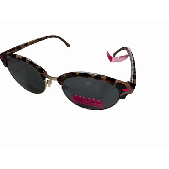 Betsey Johnson Round Sunglasses Leopard Brown Frame Black Lens SR1122 main image 9